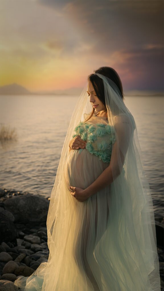 embarazada en el lago fotografia fine art